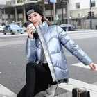 Светоотражающая женская зимняя куртка, теплая короткая парка с подкладкой, повседневное толстое пальто большого размера с воротником-стойкой из хлопка, женские парки