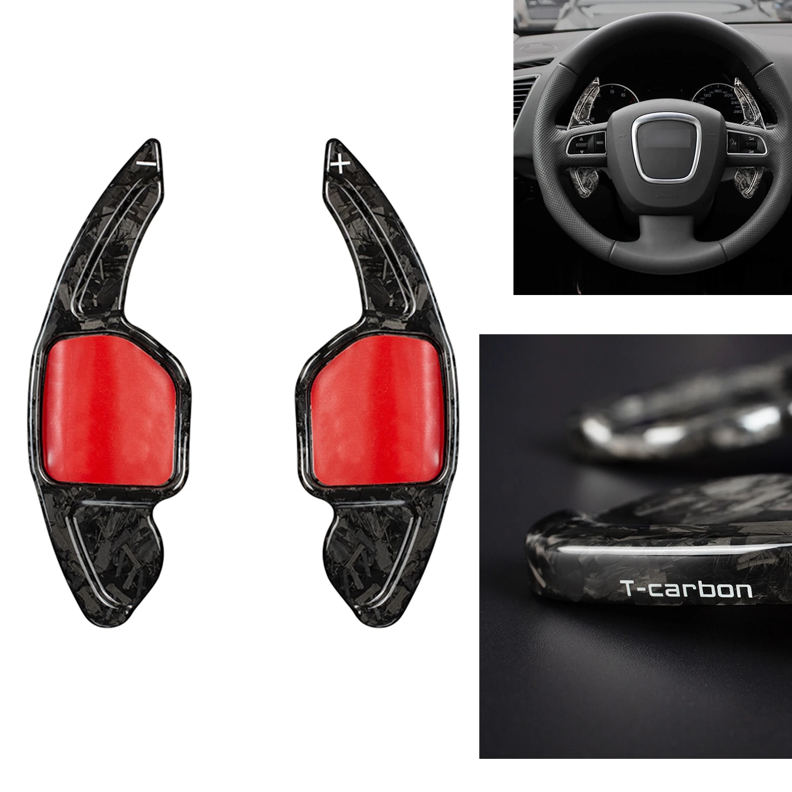 

For Audi RS6 A4L A6L 2010-2017 A3 A5 A7 A8 SQ5 RS3 Q5 Q3 Steering Wheel Shift Paddle Shifter Extension Carbon Fiber Cover Trim