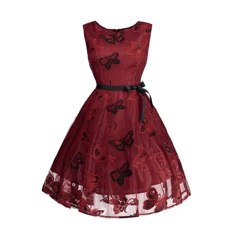 Женское винтажное кружевное Сетчатое платье сексуальная завязка в виде банта с