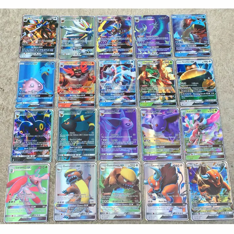 

100Pcs Pokemon Shining Cards GX EX TAKARA TOMY Trading Battle Game Card English Collection Booster Box Kids Children Toys Gift