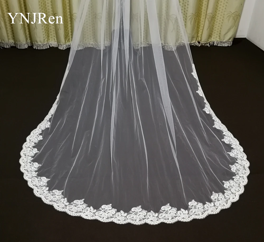 New wedding veil lace cathedral long bride Ivory White Wedding accessories with metal comb Custom | Свадьбы и торжества