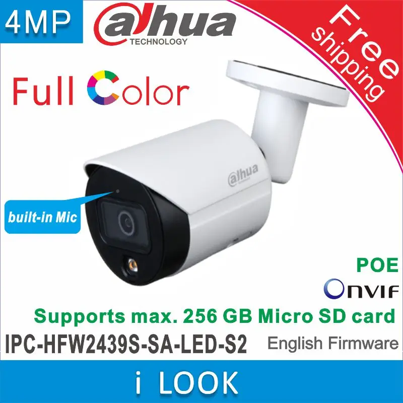 Бесплатная доставка Dahua IPC HFW2439S SA LED S2 4 МП встроенный микрофон полноцветная