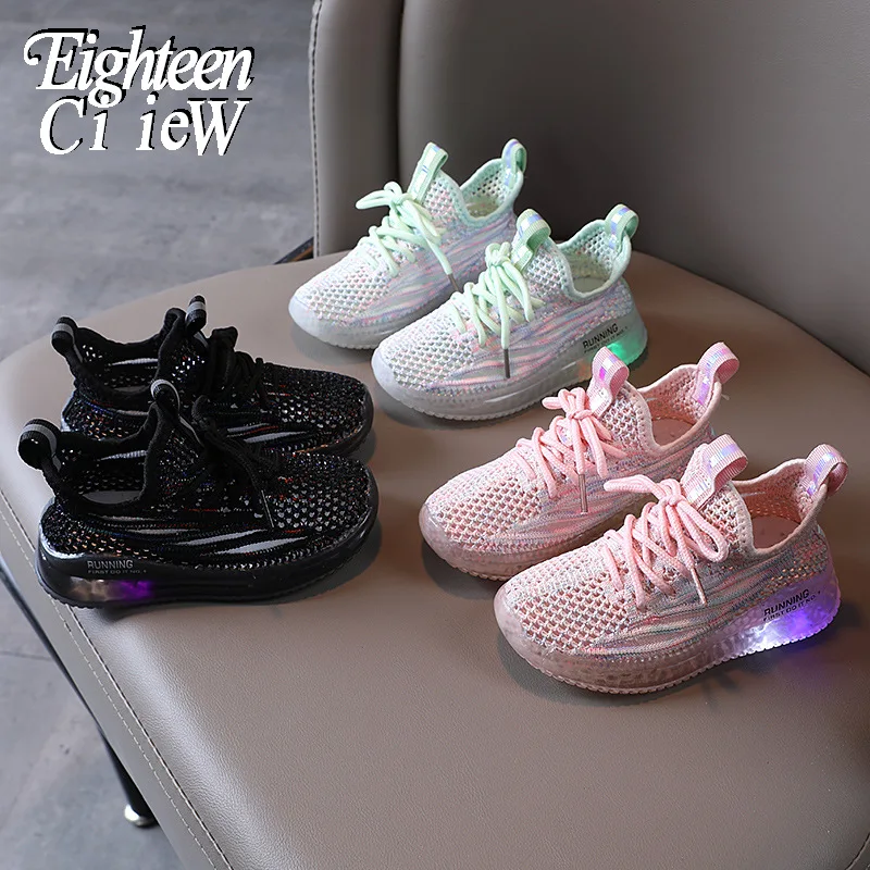 

Size 21-30 Glowing Sneakers Children Casaul Shoes Kids Luminous Sneakers for Boys Girls Meash Breathable Running Sneakers