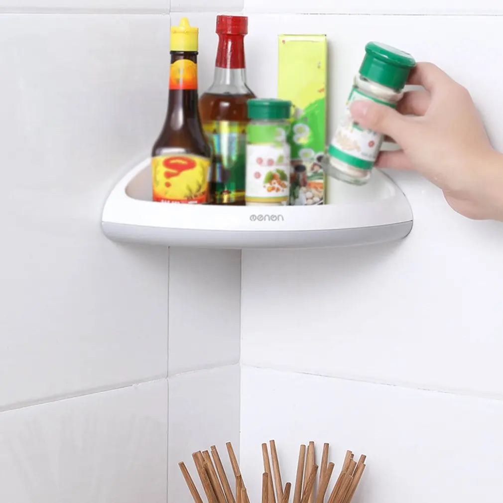 

Bathroom Organizer Shelf Wall Mounted Triangular Corner Shelf Shampoo Cosmetic Storage Rack Kitchen Shelf Bathroom Accessories