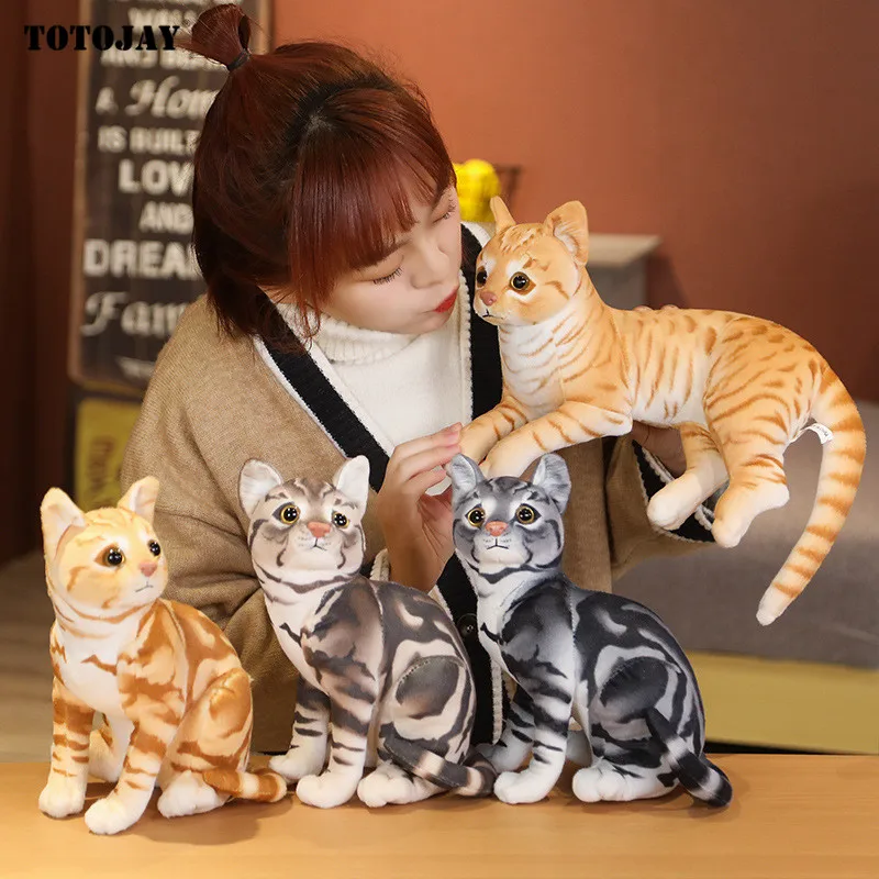 

Stuffed Lifelike Cats Plush Toy Simulation American Shorthair Cute Cat Doll Pet Toys Home Decor Gift For Girls Kids Birthday