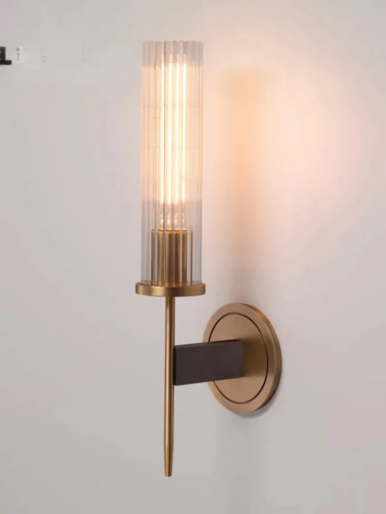 

Copper wall light post-modern light luxury living room study bedroom simple Nordic pattern villa wall lamp