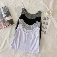 sexy womens summer short top sleeveless short vest pure color wild 2021 new vest top slim and thin elastic threaded vest women