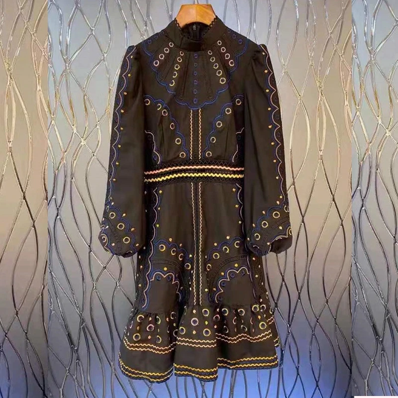 Женская Высокая мода в горошек с волнистым узором элегантное высоким воротником