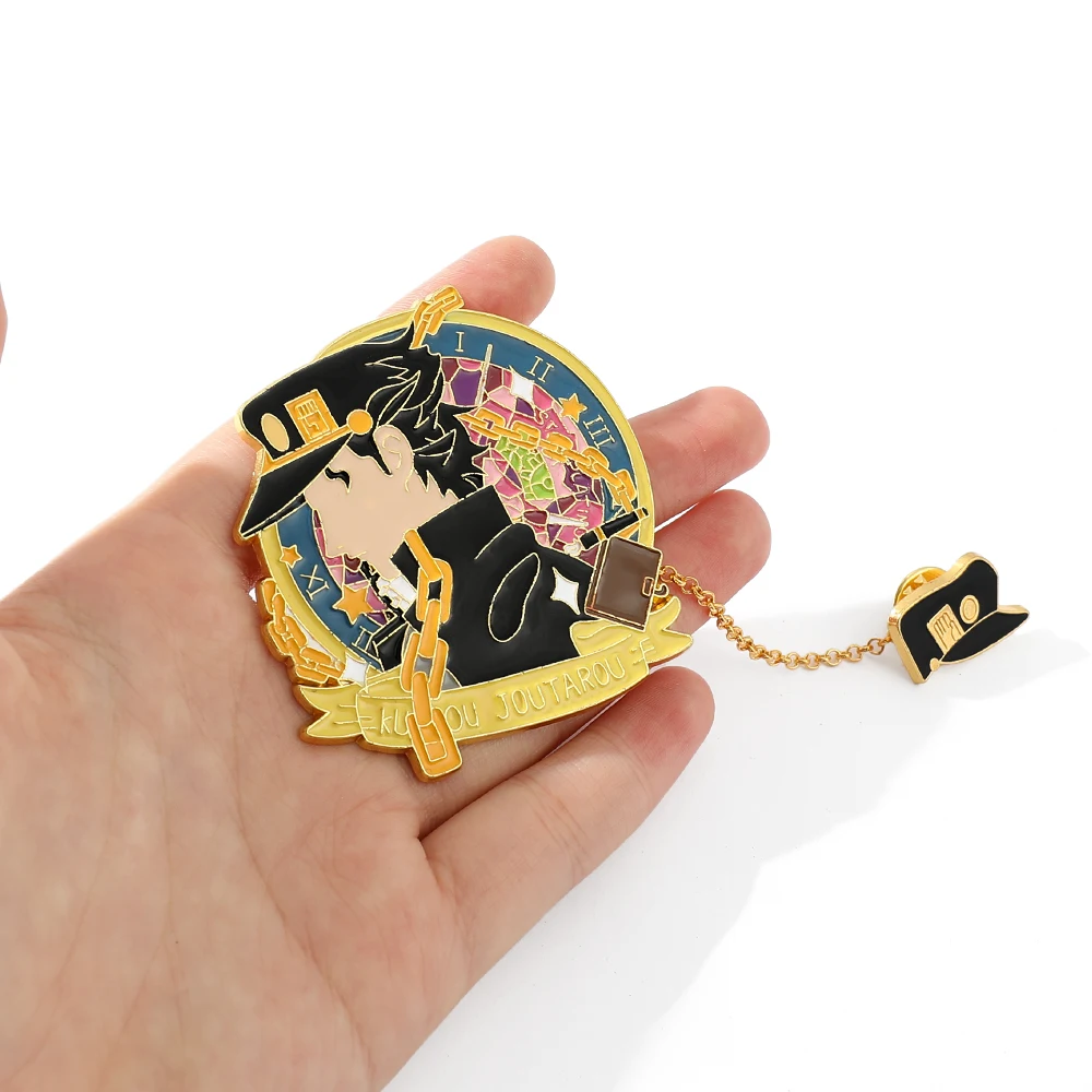 Аниме JoJos Bizarre Adventure Dio Kujo Jotaro металлическая цепочка на кровать значок брошь