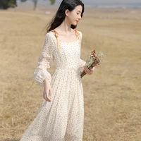 new feminine temperament gentle wind fashion dress fairy super fairy chiffon floral dress