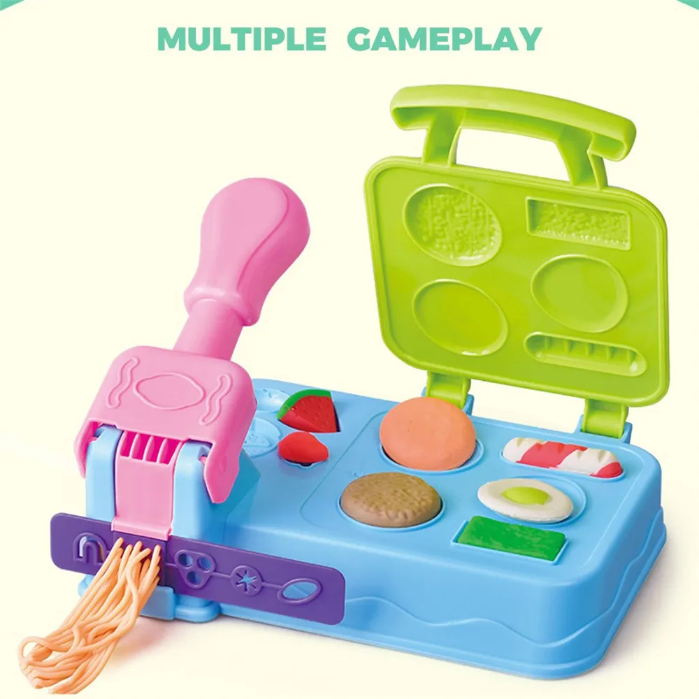 DIY Hamburger Plasticine Noodle Machine Cone Mold Kitchen Toys Children Color Clay Handmade Cloud Slime simulation hamburger | Игрушки и