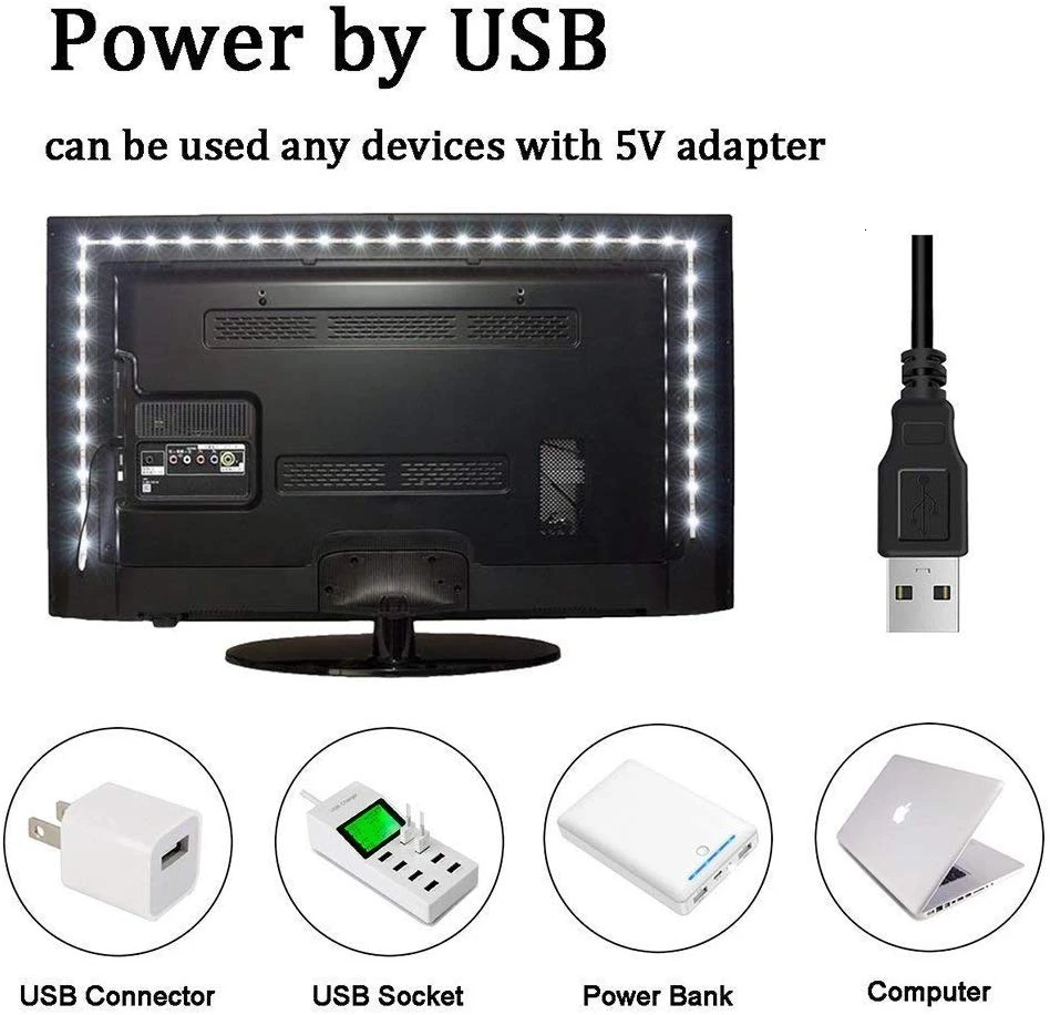 Binval USB RGB 5050 Светодиодная лента светильник водонепроницаемый 1 м 2 м 3 м 4 м 5 м ТВ фоновый светильник декоративный светильник ing с пультом дистанционного управления