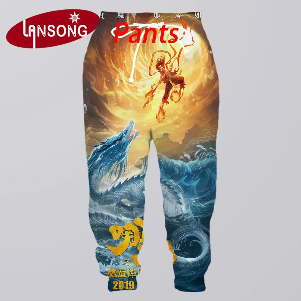 Новые толстовки с 3d принтом аниме nezha свитера в стиле Харадзюку/брюки брюки