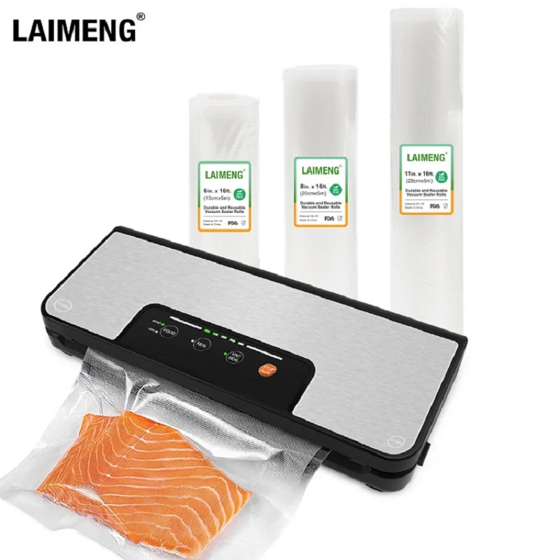 

LAIMENG Vacuum Sealer with Roll Holder Pulse Function Sous Vide Food Packer For Food Storage Packer Vacuum Sealed Roll Foil S290