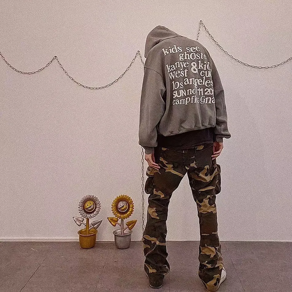 

Fabric Kanye Heavy West Hoodie Hoody Men Women 1:1 3D Foam Print KIDS SEE GHOSTS Kanye CPFM Pullover Sweatshirts