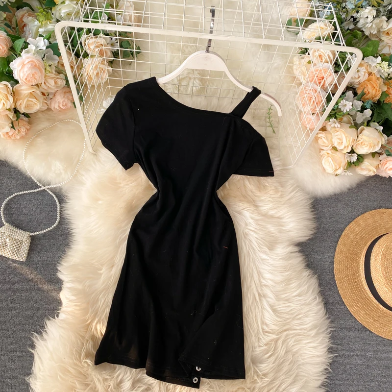 Женское платье-рубашка с короткими рукавами оригинальный дизайн на пуговицах