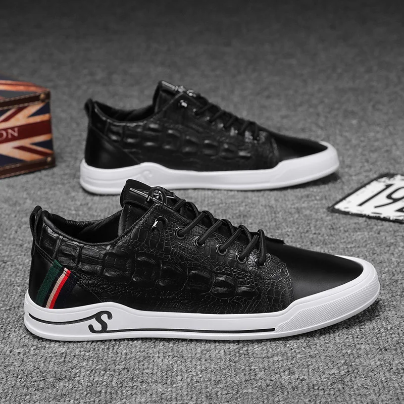 

New crocodile pattern men sports shoes fashion white casual shoes outdoor men's running shoes men's street sneakers board shoes