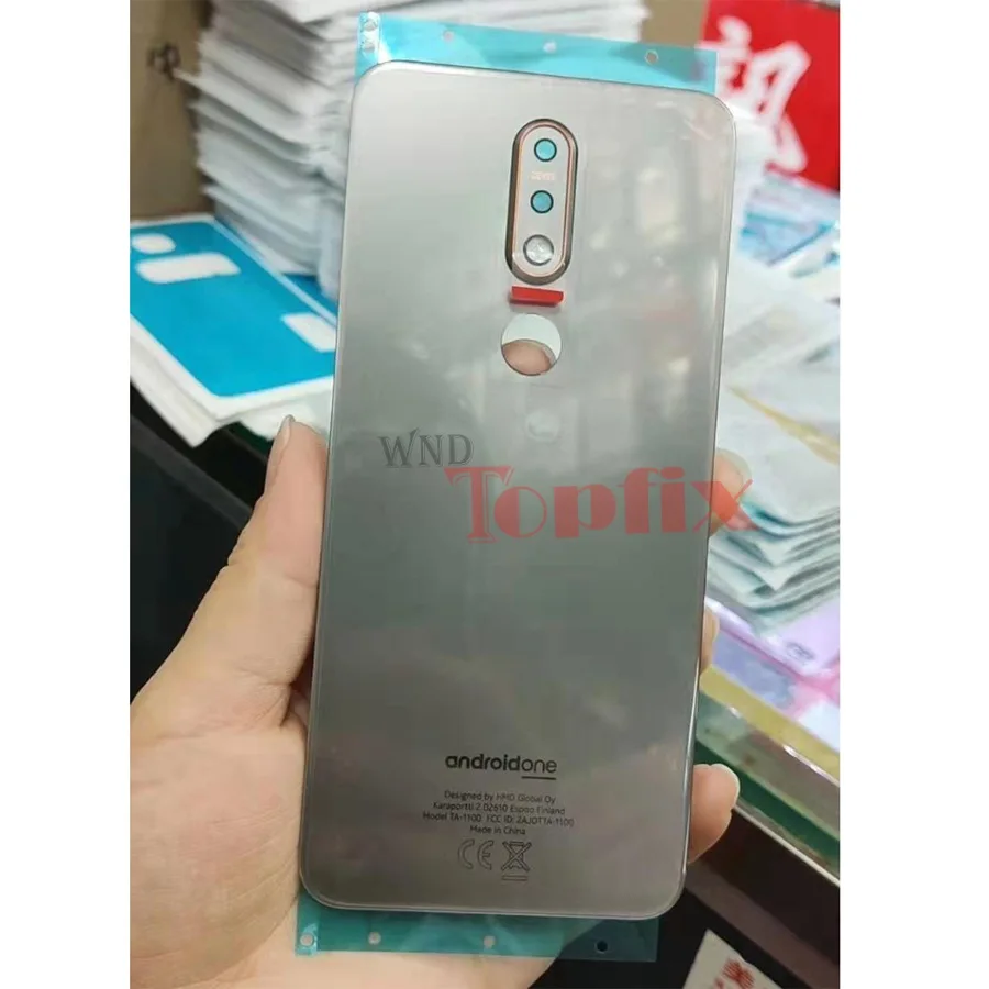 Silver Чехол для Nokia 7,1 С Батарейным корпусом, Задняя стеклянная крышка, чехол на заднюю панель, Замена для Nokia 7,1 с объективом камеры и логотипом - Цвет: Silver