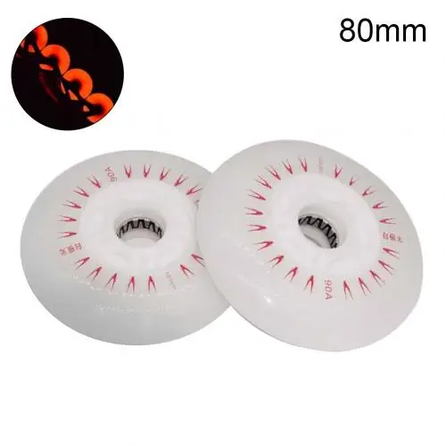 Red 80mm Комплект из 2 предметов, детская одежда на рост 80, 76/72 мм встроенный Инлайн ролики с расположением колес колесики Скорость кататься на коньках светодиодный Раздвижные каток мигающий светильник крутящихся колесиках - Цвет: Red 80mm