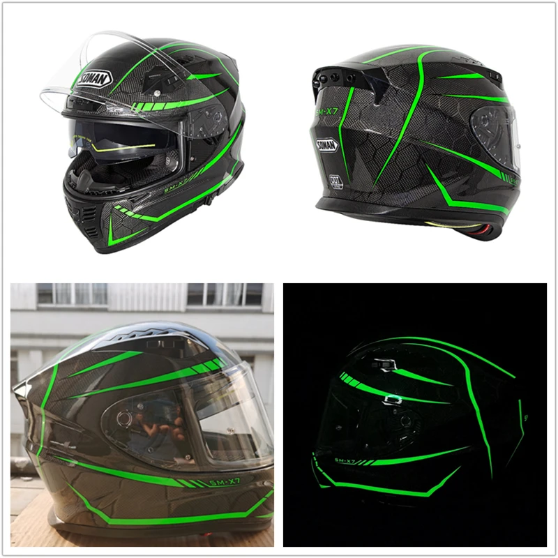 Мотоциклетный шлем классный Светящийся Шлем из углеродного волокна с двойным