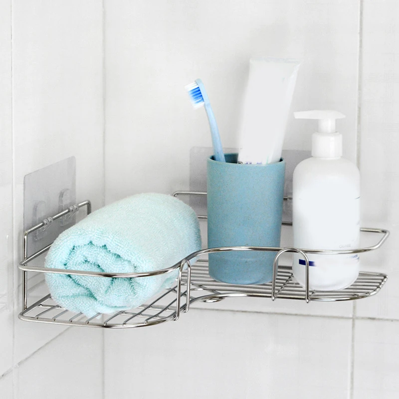 

Wrought Iron Storage Rack Bathroom Punch-Free Corner Rack Shower Shelf Rack Kitchen Tripod Storage Rack Bathroom Accessories
