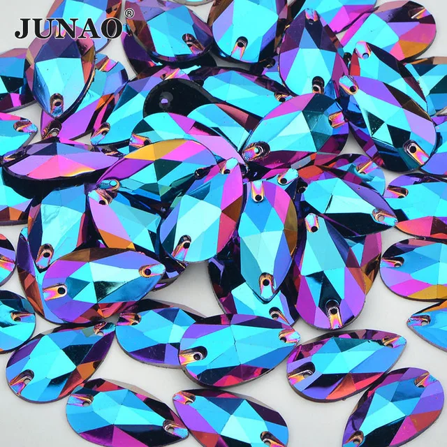 JUNAO 17x28 мм, большие черные стразы AB, аппликация для шитья, стразы из смолы, плоская задняя часть, камни из кристаллов для шитья, сделай сам, одежда для платья - Цвет: Purple AB