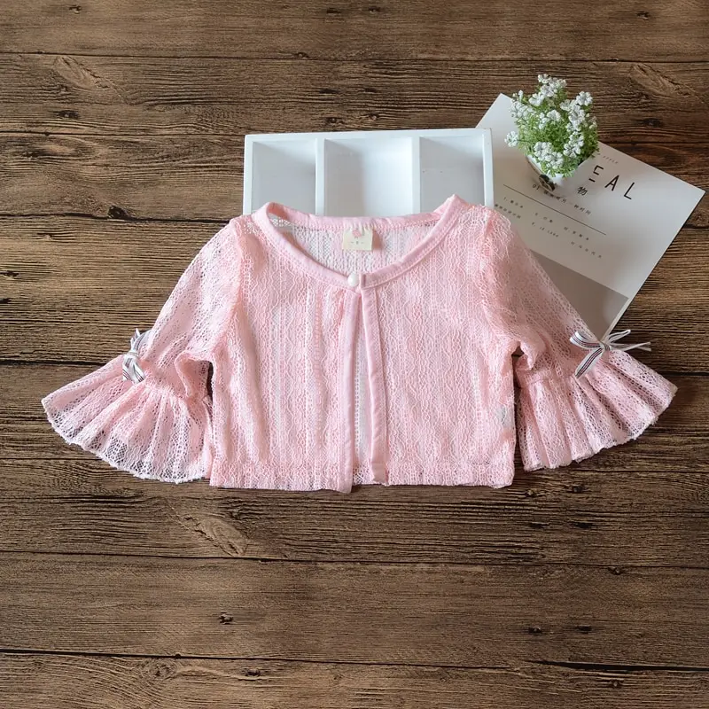Тонкие летние куртка-кардиган для девочек кофта детский розовый костюм с