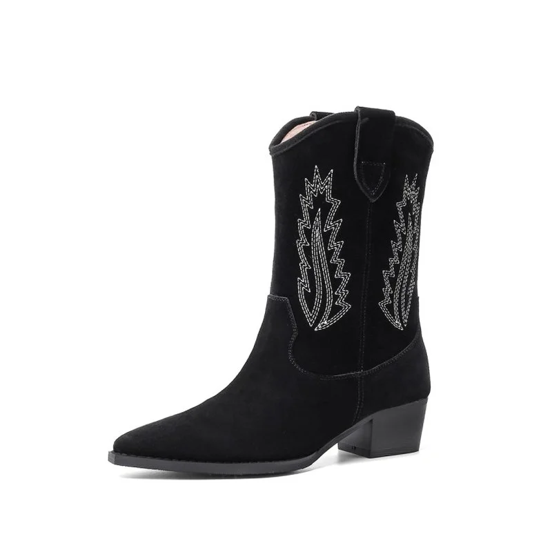 

New women's boots winter pointed high heels ladies thick-soled boots elegant temperament and ankle boots nightclub party shoes
