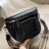 2021designer crossbody bag pu leather soft messenger bags for ladies zipper wide shoulder strap saddle woman bag female bags