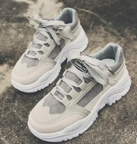 Кроссовки женские на платформе Повседневная дышащая обувь шнуровке