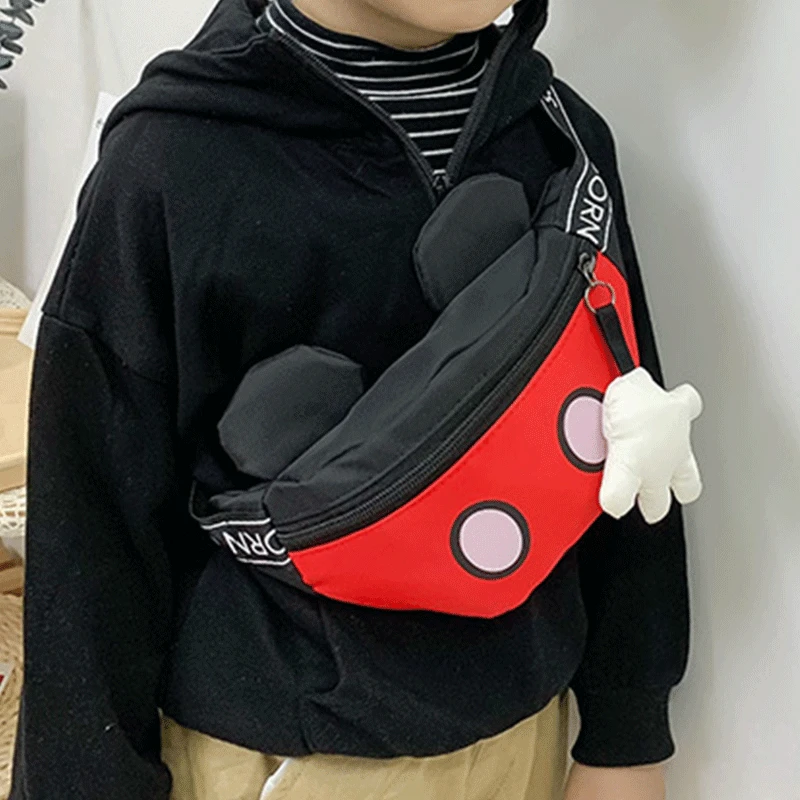 

Disney Brand Boys Mickey Mouse Crossbody Bags For Girls Fashion Minnie Cartoon Waist Bag Children Small Shoulder Packages Gifts