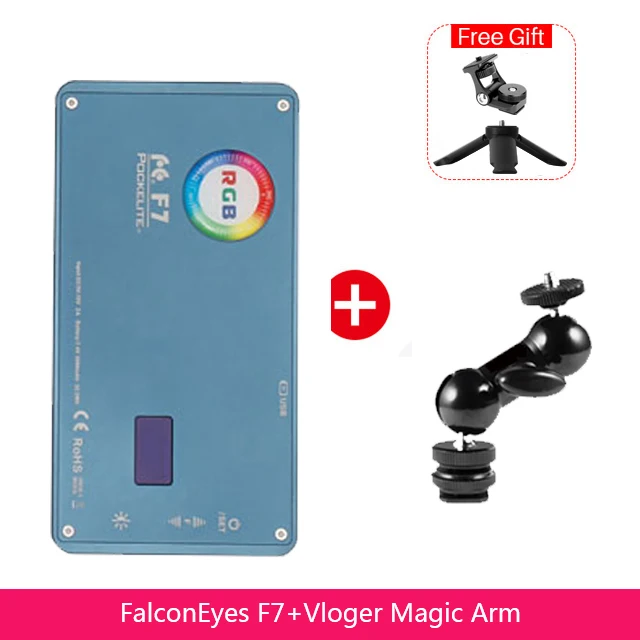 Синий FalconEyes F7 12W RGB светильник селфи ЖК-вспышка 16 Режим спецэффектов фотография видео светильник ing для Youtube live - Цвет: Синий