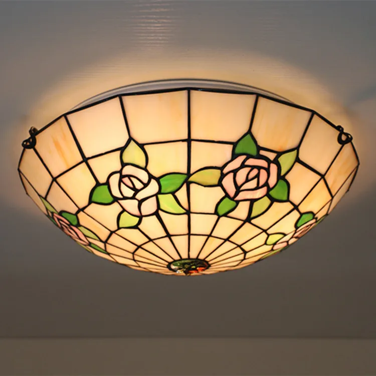 Средиземноморский стиль цветной стеклянный абажур потолочный светильник Tiffanylamp лампа с креплением светодиодный лампы