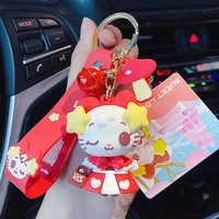 cartoon sweet lolita skirt cat keyring creative auspicious star cat keychain girl gift cute female bag pendant key chain