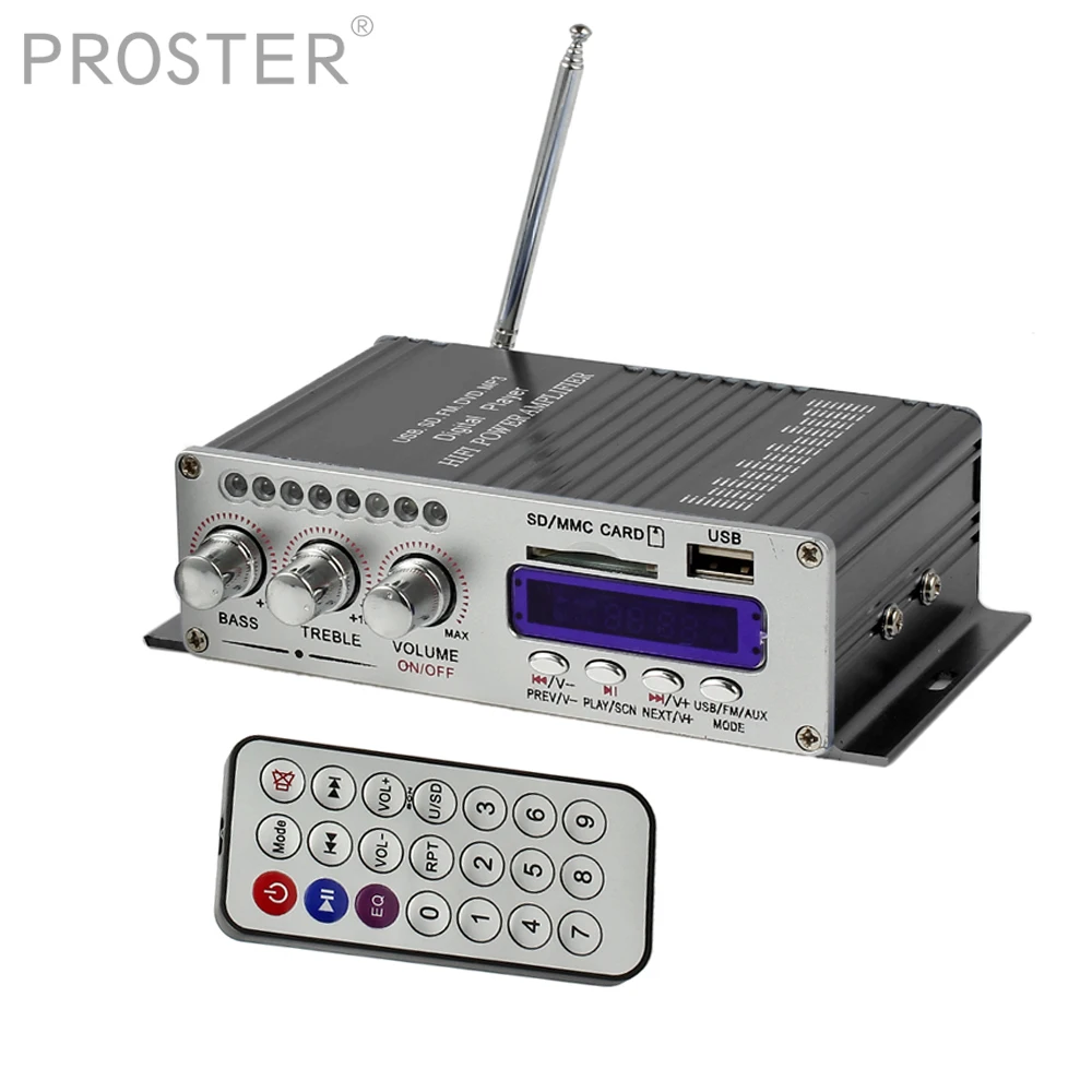 PROZOR DC 12V Мини Автомобильный HiFi стерео аудио усилитель канала MP3 iPod Алюминиевый