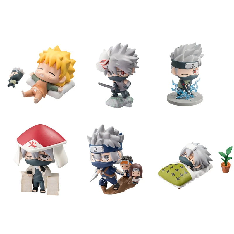 6 шт. в упаковке Наруто Хатаке Какаши Shikamaru Namikaze Uchiha Figura Наруто ПВХ Набор фигурок Саске Минато кукла - Цвет: 6pcs NC06 6CM