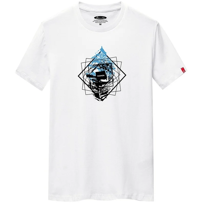 

JFUNCY Summer Men's Tops 100% Cotton Short Sleeve T-shirt Fashion Print Tshirt S-6XL Plus Size Man Loose T Shirt Men Casual Tee