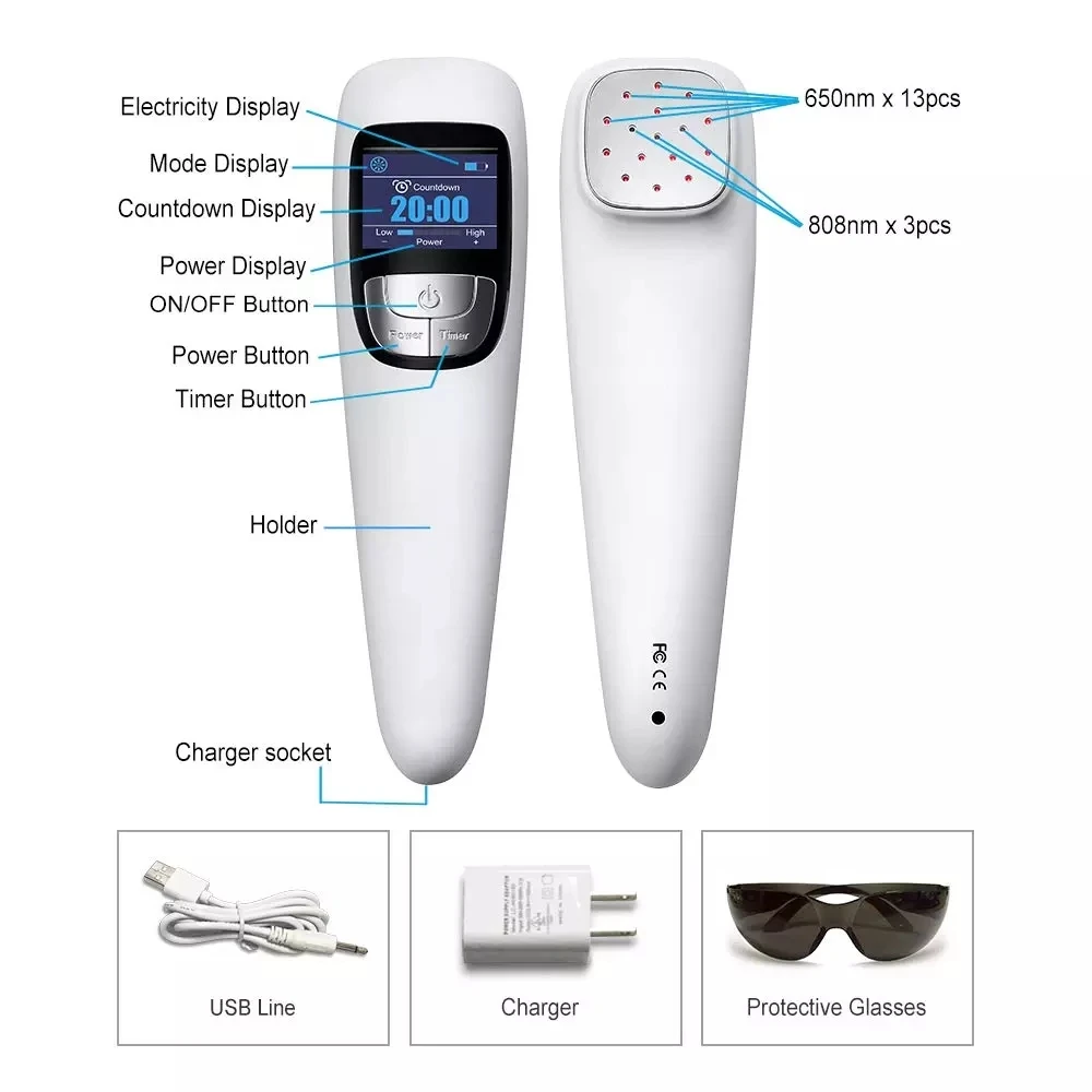 

Cold Laser Therapy Device for Pain Relief Suitable for Human and Animal 808nm+650nm LLLT Acupuncture Laser Therapy Health Heal
