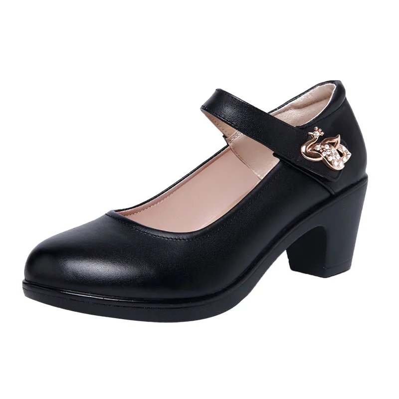 

Women Comfortable Leatherette Round Toe Shoes Kitten Heel Mary Jane Pump