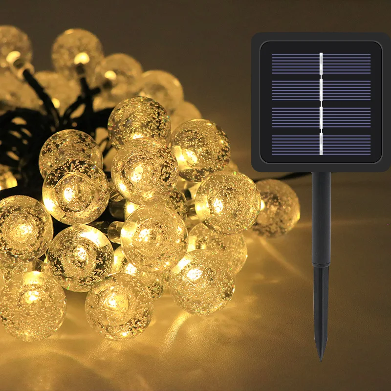 

10m/5m Waterproof Fairy Garland Solar Lamp Crystal Ball LED String Lights Flash for Outdoor Garden Christmas Wedding Decoration