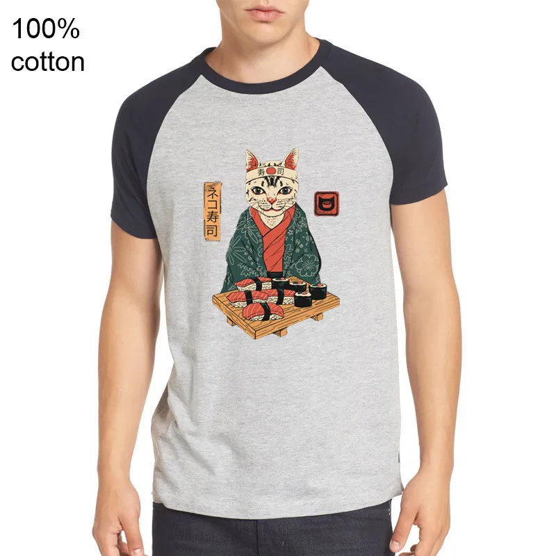 Neko суши бар кошка японская культура футболка бренд 2019 уличная Япония стиль Ukiyo E