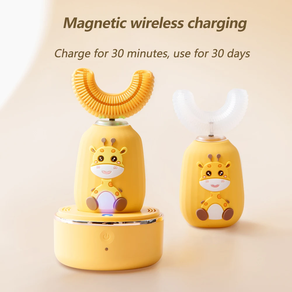 

U-Shaped Children's Electric Toothbrush Wireless Charging Intelligent Automatic Sonic Toothbrush For Children's Teeth Cleaning