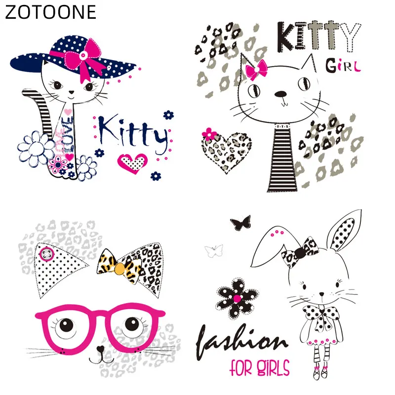 Нашивки ZOTOONE с надписью кошка для девочек термоклейкие милые наклейки милыми