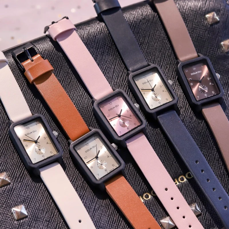 Часы наручные женские кварцевые Простые Модные Винтажные прямоугольные с