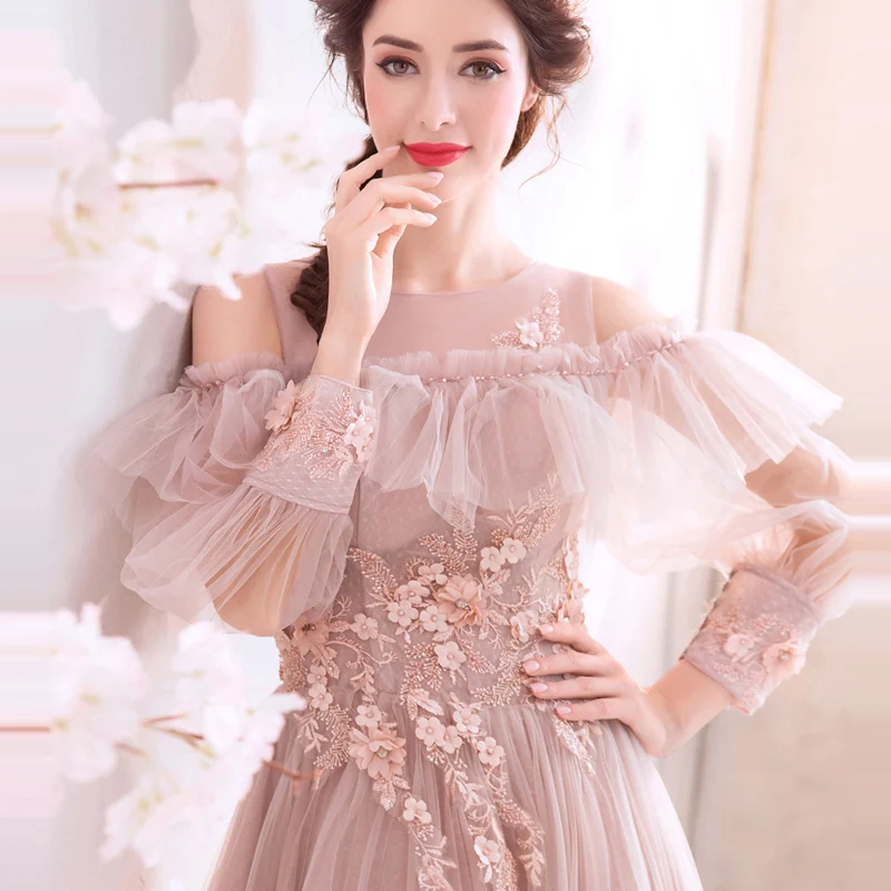 Женское вечернее платье It's YiiYa длинное ТРАПЕЦИЕВИДНОЕ в пол с круглым вырезом и