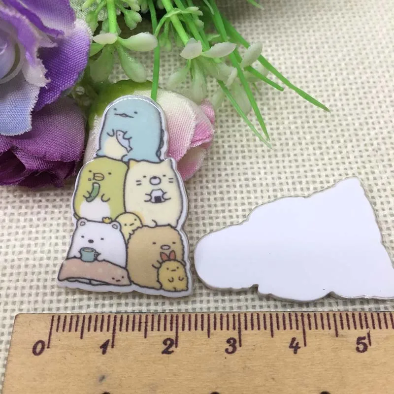 Розовый 10 шт/лот японский мультфильм DIY милый девочка Праздничное оформление дома ремесла плоские пластмассовые резиновые аксессуары для волос ремесла - Цвет: Розовый