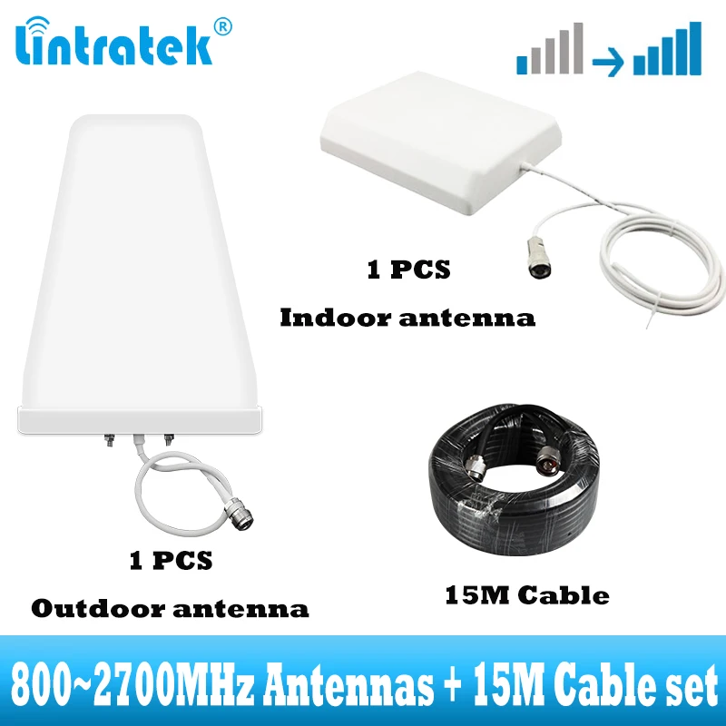 2G 3G 4G антенны с комплектом кабелей 15 м для усилителя сотового сигнала CDMA GSM DCS WCDMA LTE