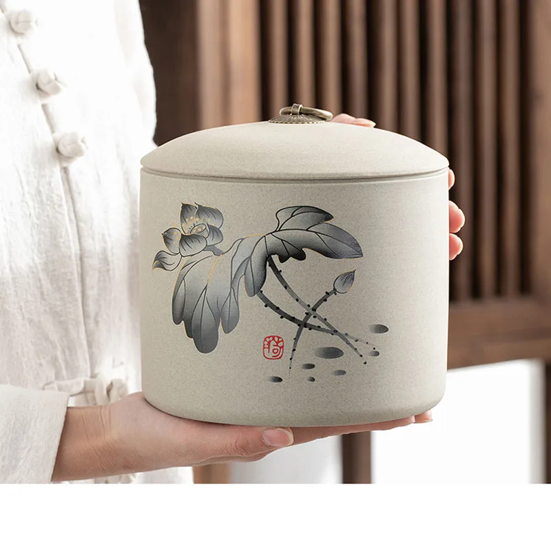 

Банка для грубого керамического чая в китайском стиле, деревянная коробка, емкость для хранения зеленого чая, влагостойкая, чайная посуда