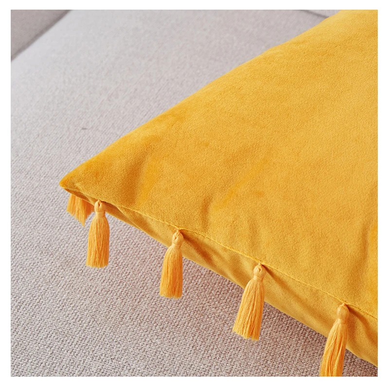 

Nordic Velvet Cushion Cover With Tassel Solid Color Soft Square Pillow Case for Home Decor Living room Chair Sofa Pillowcases