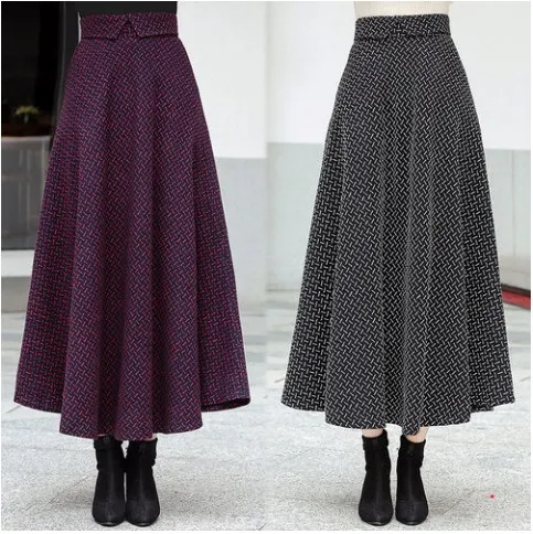 Элегантная Офисная Женская шерстяная юбка с вышивкой высокая талия